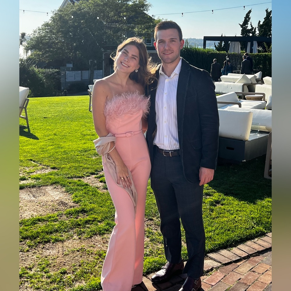 NADINE MERABI Pink Feather Jumpsuit